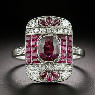 Art Deco-Style No-Heat Ruby and Diamond Ring - 3