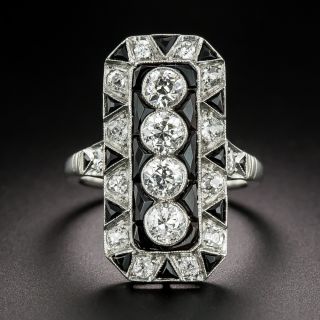 Art Deco-Style Onyx and Diamond Dinner Ring - 4