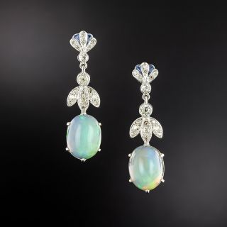 Art Deco-Style Opal and Diamond Dangle Earrings - 2