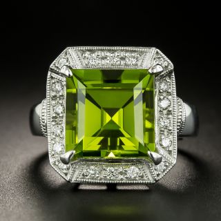 Art Deco Style Peridot and Diamond Ring - 2