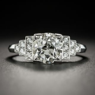 Art Deco Style Platinum 1.59 K/VS2 (GIA) Old European Diamond Ring - 2