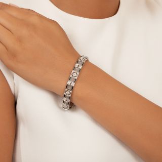 Art Deco-Style Quartz Crystal, Onyx and Diamond Bracelet