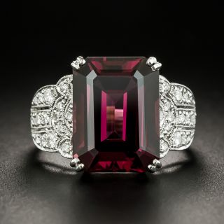 Art Deco Style Rhodolite Garnet and Diamond Ring - 2