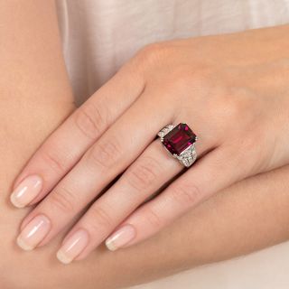 Art Deco Style Rhodolite Garnet and Diamond Ring