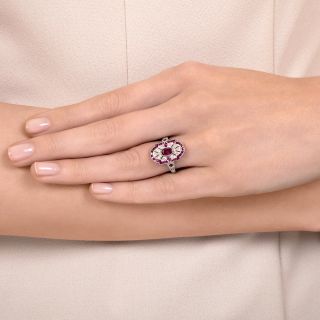 Art Deco Style Ruby and Diamond Dinner Ring