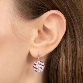 Art Deco-Style Ruby and Diamond Drop Earrings
