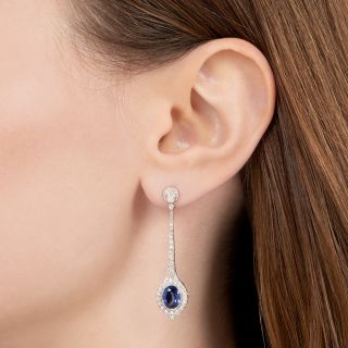 Art Deco-Style Sapphire And Diamond Dangle Earrings