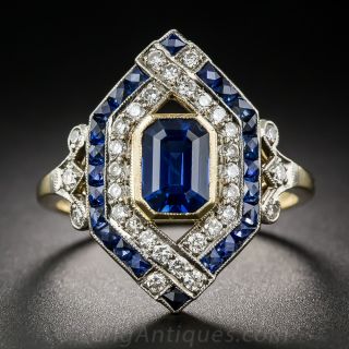 Art Deco Style Sapphire and Diamond Dinner Ring