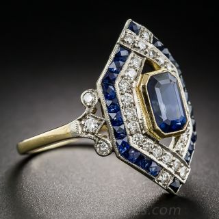 Art Deco Style Sapphire and Diamond Dinner Ring