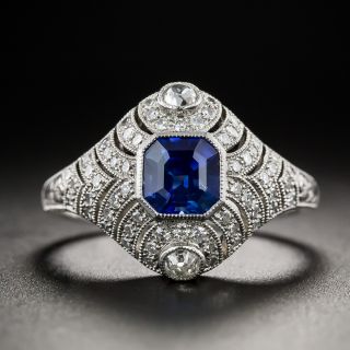 Art Deco-Style Sapphire and Diamond Ring - 5