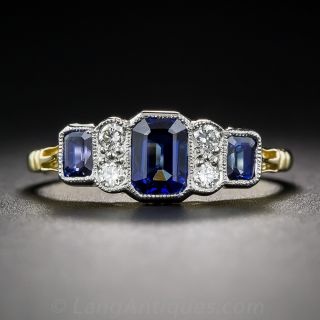 Art Deco Style Sapphire and Diamond Ring - 2