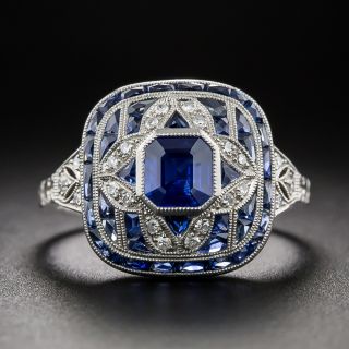 Art Deco Style Sapphire and Diamond Ring - 3