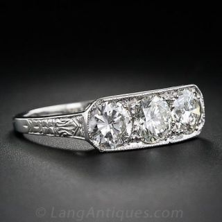 Art Deco Style Three Diamond Ring