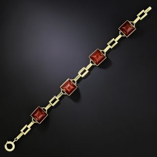Art Deco Sugarloaf Carnelian Link Bracelet - 2