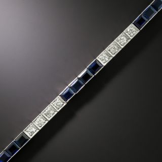 Art Deco Synthetic Sapphire And Diamond Line Bracelet - 2