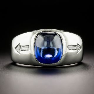 Art Deco Synthetic Sapphire And Diamond Ring - 3