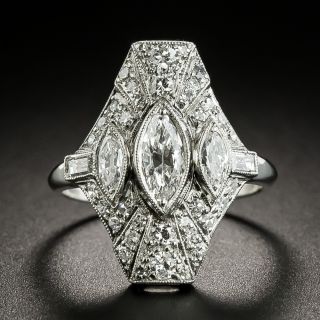 Art Deco Three Marquise Diamond Dinner Ring - 1