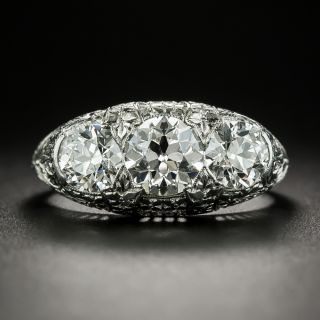 Art Deco Three-Stone 2.12 Carat Total Diamond Ring - 2