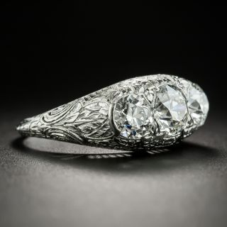 Art Deco Three-Stone 2.12 Carat Total Diamond Ring