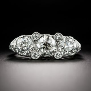 Art Deco Three-Stone 2.78 Carat Diamond Engagement Ring - 3