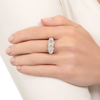 Art Deco Three-Stone 2.78 Carat Diamond Engagement Ring