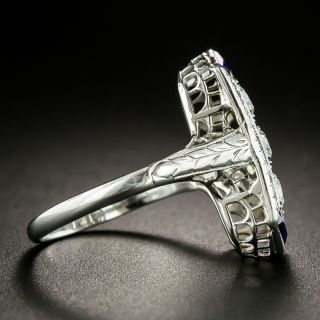 Art Deco Three-Stone Diamond and Sapphire Dinner Ring