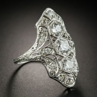 Art Deco Three-Stone Diamond Dinner Ring 