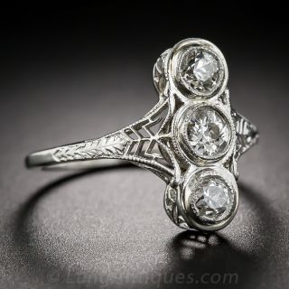 Art Deco Three-Stone Diamond Dinner Ring