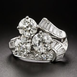 Art Deco Three-Stone Diamond Free-Form Ring - GIA - 2