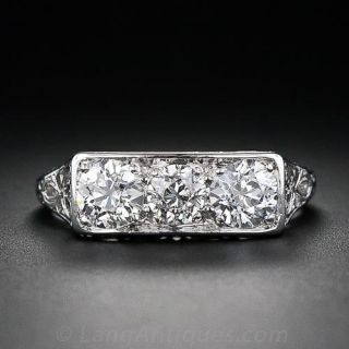Art Deco Diamond three stoneEngagement Ring 