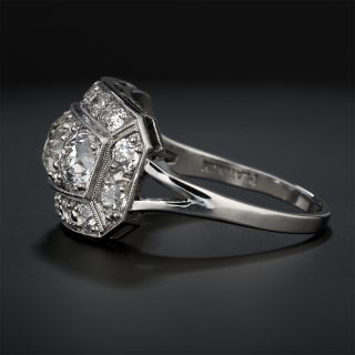 Art Deco Three-Stone Diamond Ring With 1.01 Center Stone - GIA L VS2 