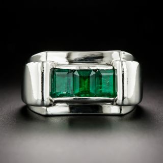 Art Deco Three-Stone Emerald Ring - 4