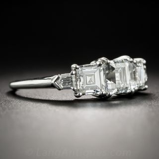 Art Deco Three-Stone Square-Cut Diamond Platinum Ring