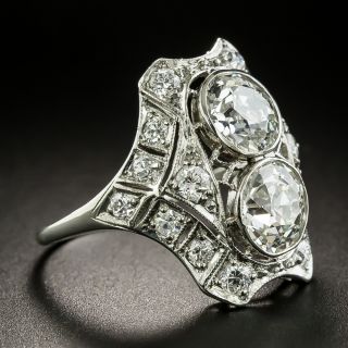 Art Deco Two-Stone Diamond Dinner Ring - 2.30 Carats