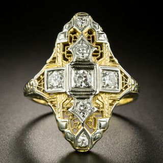 Art Deco Two-Tone Diamond Dinner Ring - 2