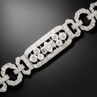  Art Deco Wide Link Diamond Bracelet - 2