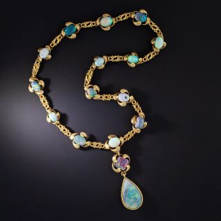 Art Nouveau Black Opal Necklace / Two Bracelets - 2