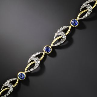 Art Nouveau Cabochon Sapphire and Diamond Bracelet - 2