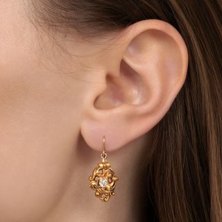 Art Nouveau Diamond Scroll Earrings 