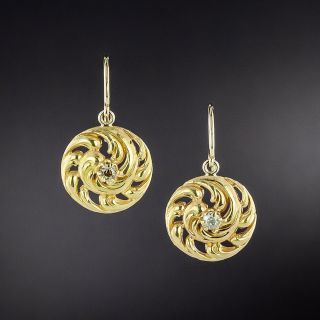 Art Nouveau Diamond Swirl Earrings  - 2