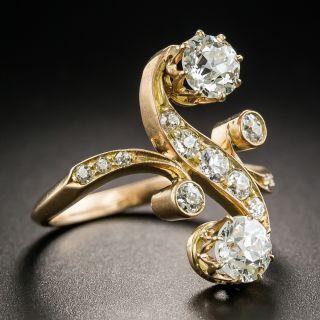 Art Nouveau Diamond Twin Stone Dinner Ring