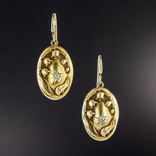 Art Nouveau Floral Diamond Earrings - 3