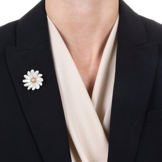 Art Nouveau Freshwater Pearl Flower Pendant/Pin