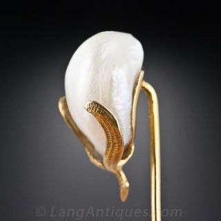 Art Nouveau Freshwater Pearl Stick Pin