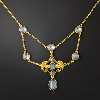 Art Nouveau Moonstone Festoon Necklace - 2