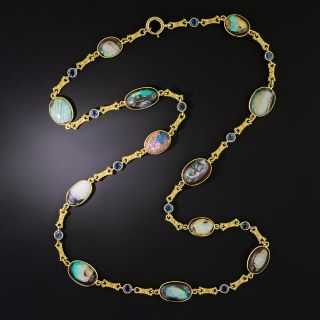 Art Nouveau Opal And Sapphire Necklace - 2