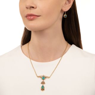 Art Nouveau Opal Necklace and Earrings by Thomas Brogan