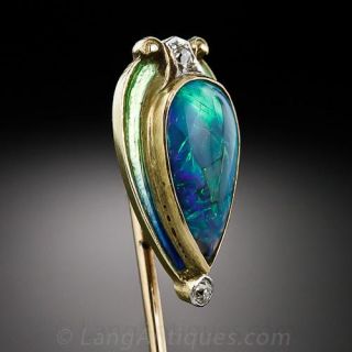 Art Nouveau Opal Stickpin by Durand and Co