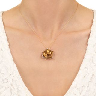 Art Nouveau Pearl Orchid Pendant/Pin