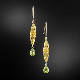 Art Nouveau Peridot Dangle Earrings - 3